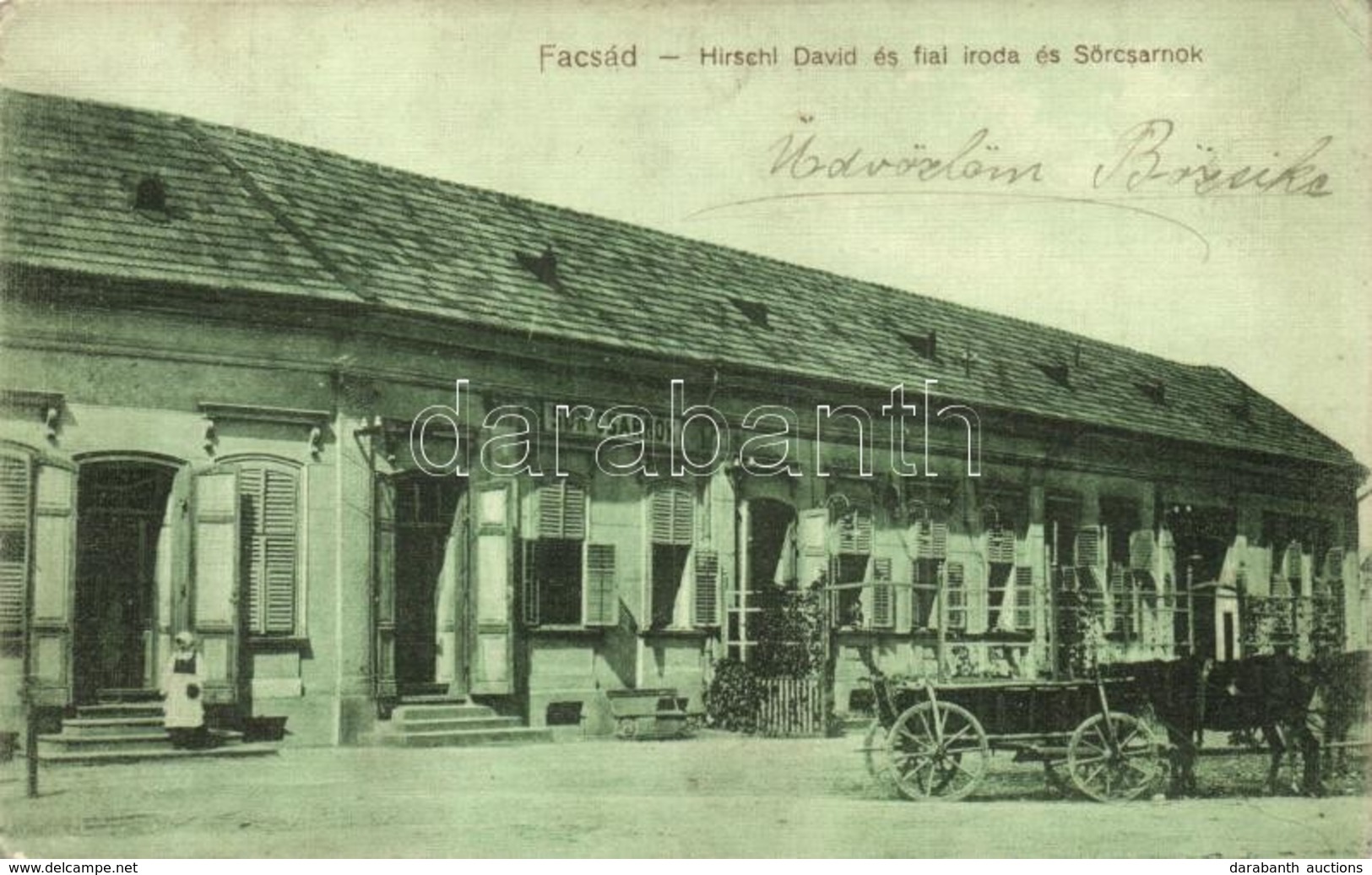 * T2/T3 1910 Facset, Facsád, Faget; Hirschl Dávid és Fia Iroda és Sörcsarnok / Shop And Beer Hall (EK) - Sin Clasificación