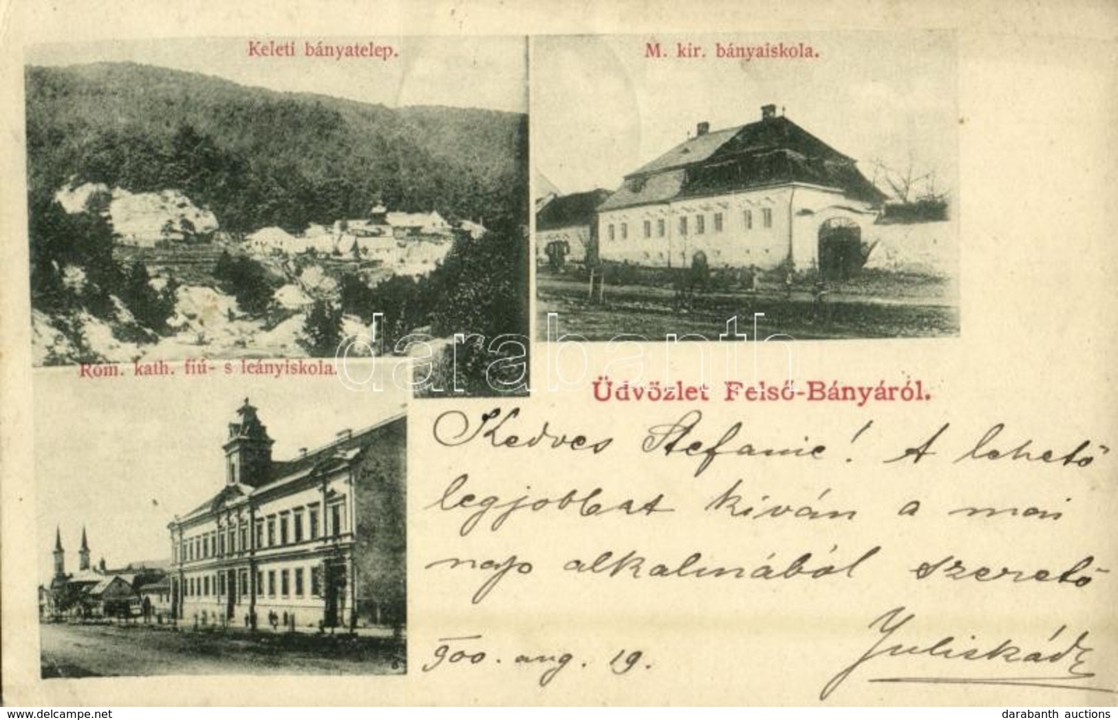 T2/T3 1900 Felsőbánya, Baia Sprie; Keleti Bányatelep, M. Kir. Bányaiskola, Római Katolikus Fiú és Leány Iskola / Mine, M - Unclassified