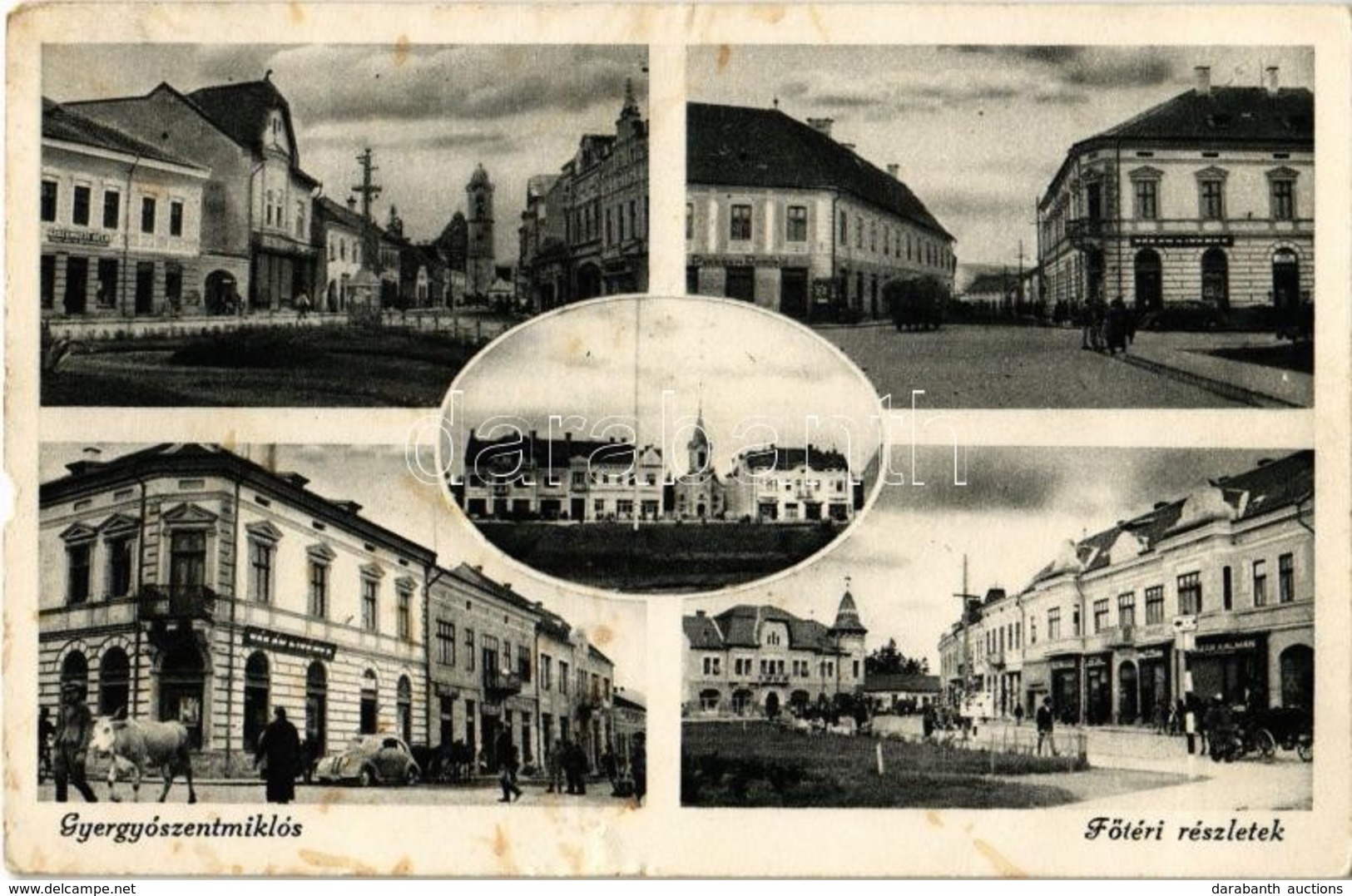 * T3 Gyergyószentmiklós, Gheorgheni; Fő Tér, üzletek / Main Square With Shops (szakadás / Tear) - Unclassified