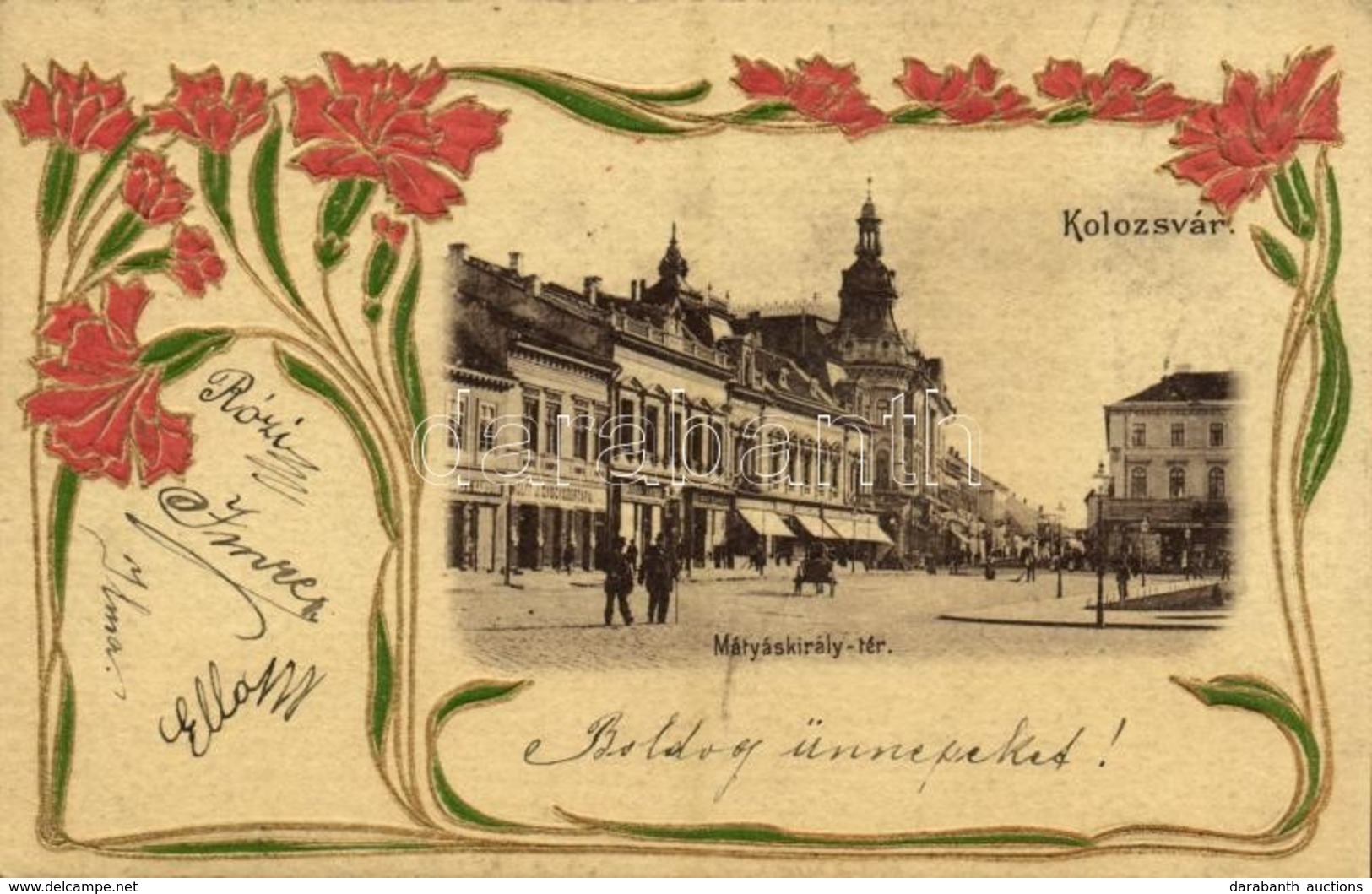 T2 1901 Kolozsvár, Cluj; Mátyás Király Tér, New York Szálloda, Schuster Emil, Hanitz Sándor, Dániel Antal, Hubay Károly  - Unclassified