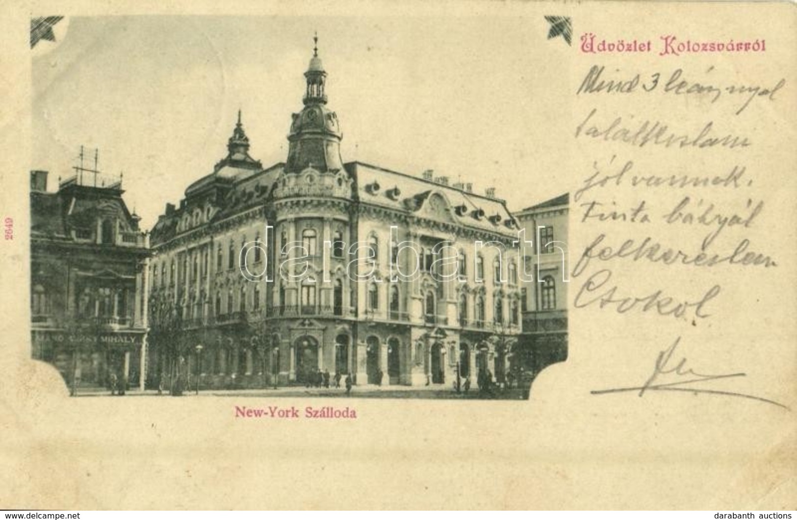 T2/T3 1901 Kolozsvár, Cluj; New York Szálloda, Csiky Mihály üzlete / Hotel, Shops  (EK) - Sin Clasificación