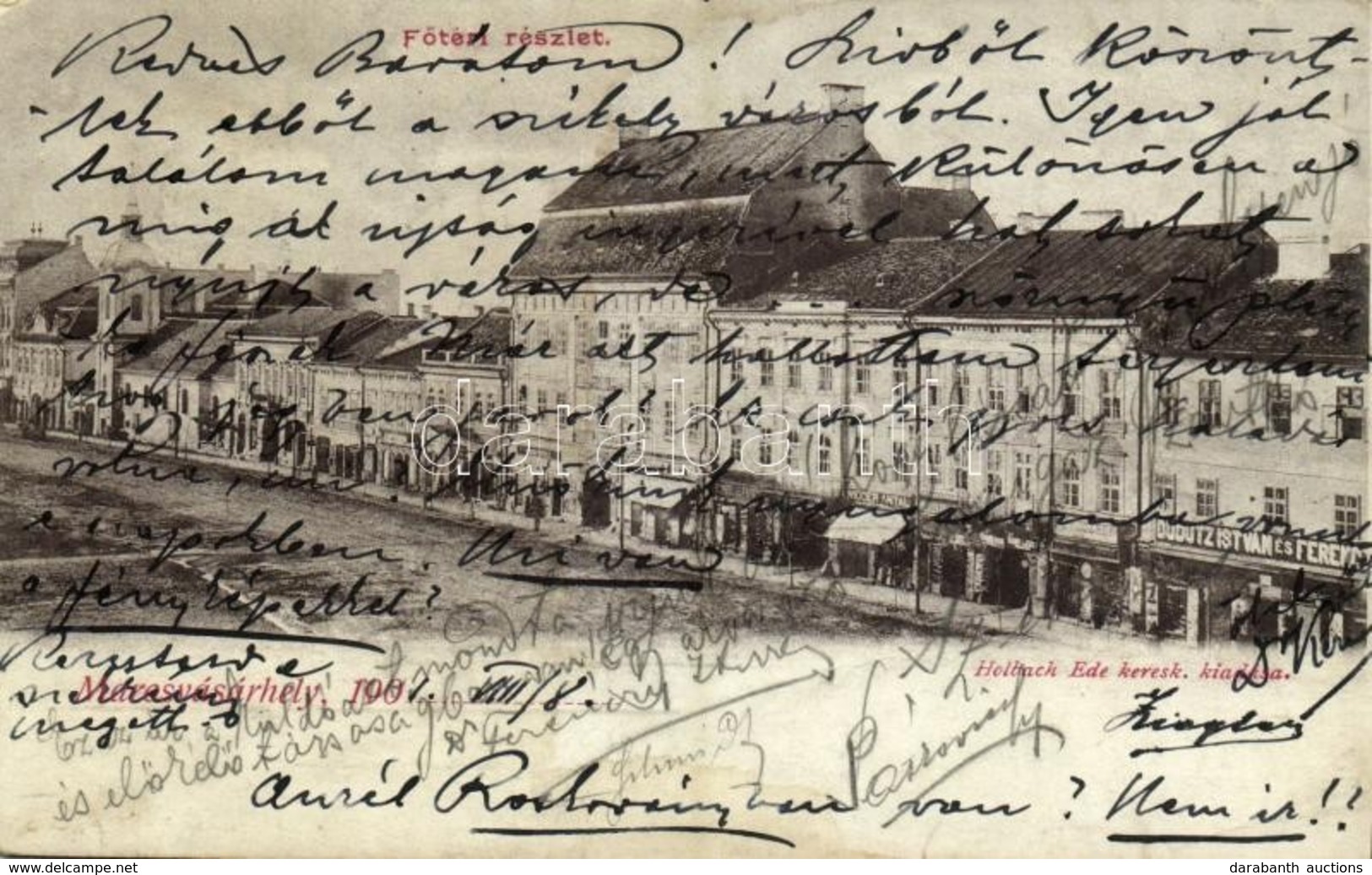 * T2/T3 1901 Marosvásárhely, Targu Mures; Fő Tér, Dudutz István és Ferenc, Widder Antal, Bogdánffy István üzlete. Holbac - Ohne Zuordnung