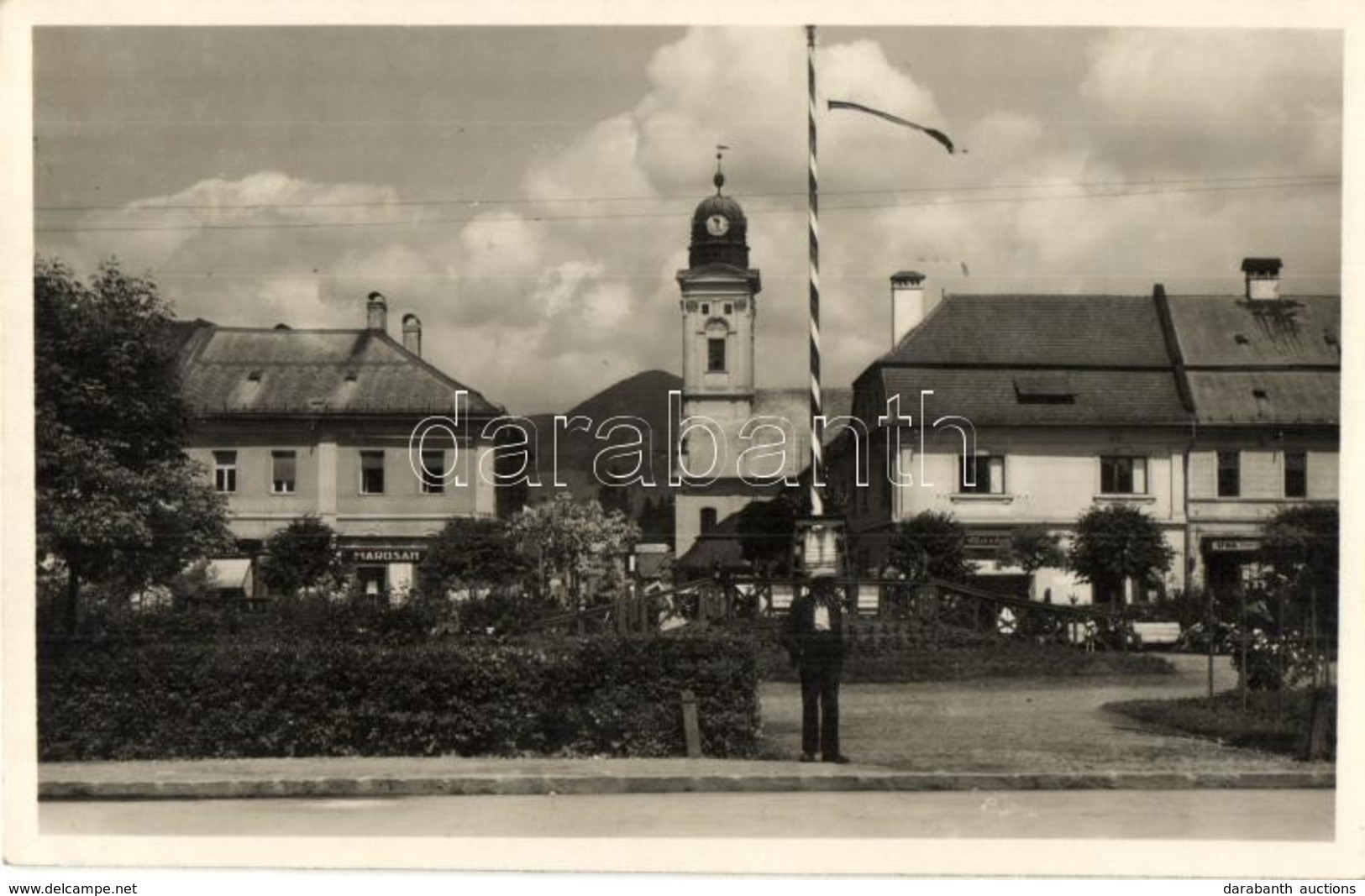 T2 Nagybánya, Baia Mare; Fő Tér, Országzászló, üzletek / Main Square, Hungarian Flag, Shops - Unclassified