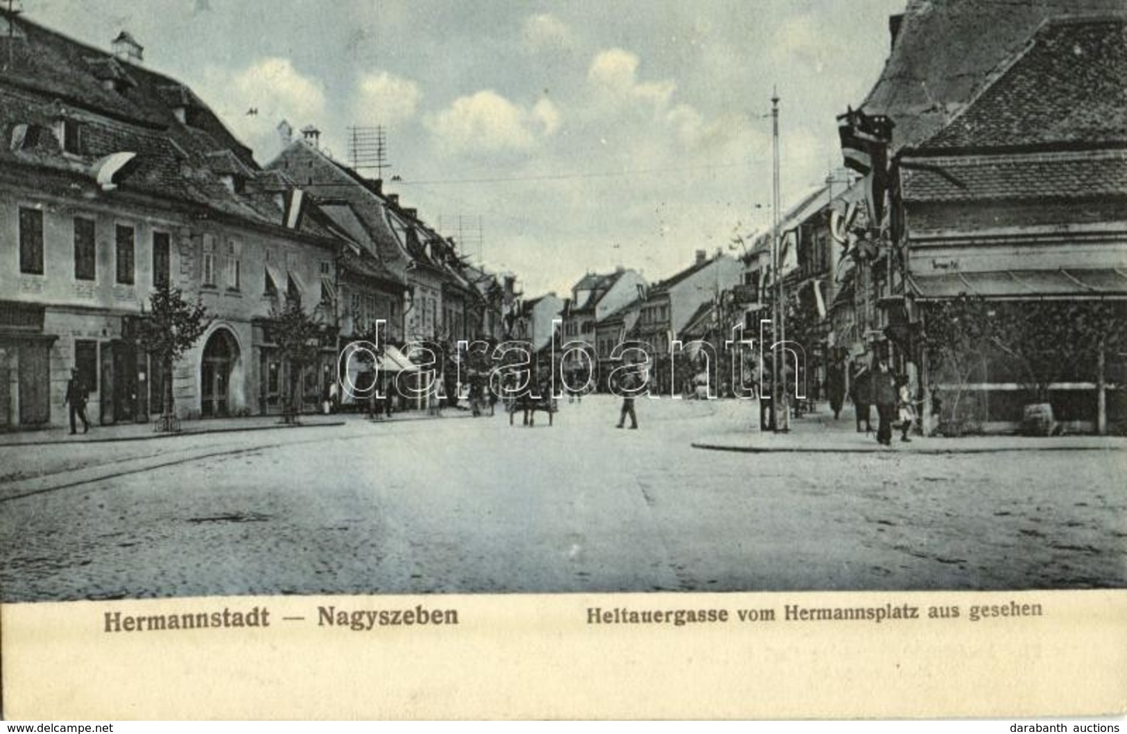 T2 Nagyszeben, Hermannstadt, Sibiu; Heltauergasse Vom Hermannsplatz Aus Gesehen / Disznódi Utca A Hermann Térről Nézve,  - Sin Clasificación