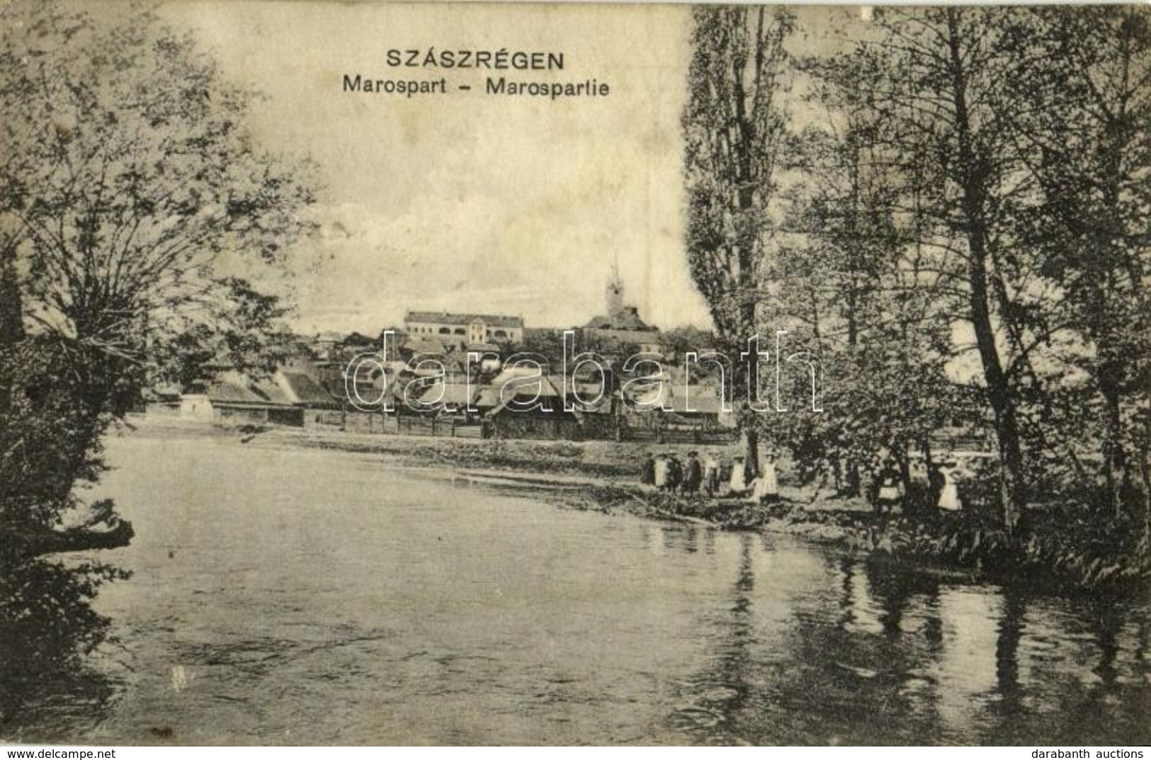 T2/T3 1912 Szászrégen, Reghin; Maros Part. Bischitcz Ignác Kiadása / Mures Riverbank - Unclassified