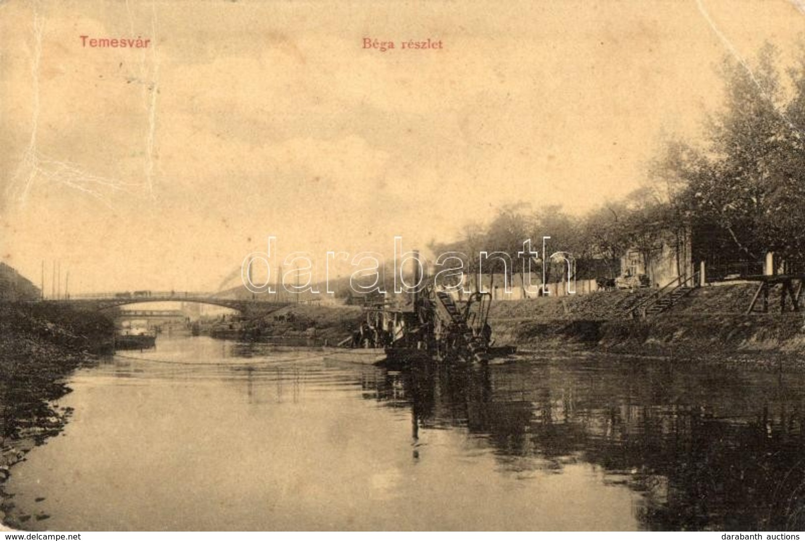 T3 Temesvár, Timisoara; Bega Részlet, Kotróhajó, Háttérben A Dohánygyár, W. L. 144. / Riverside, Dredge, Tobbaco Factory - Sin Clasificación