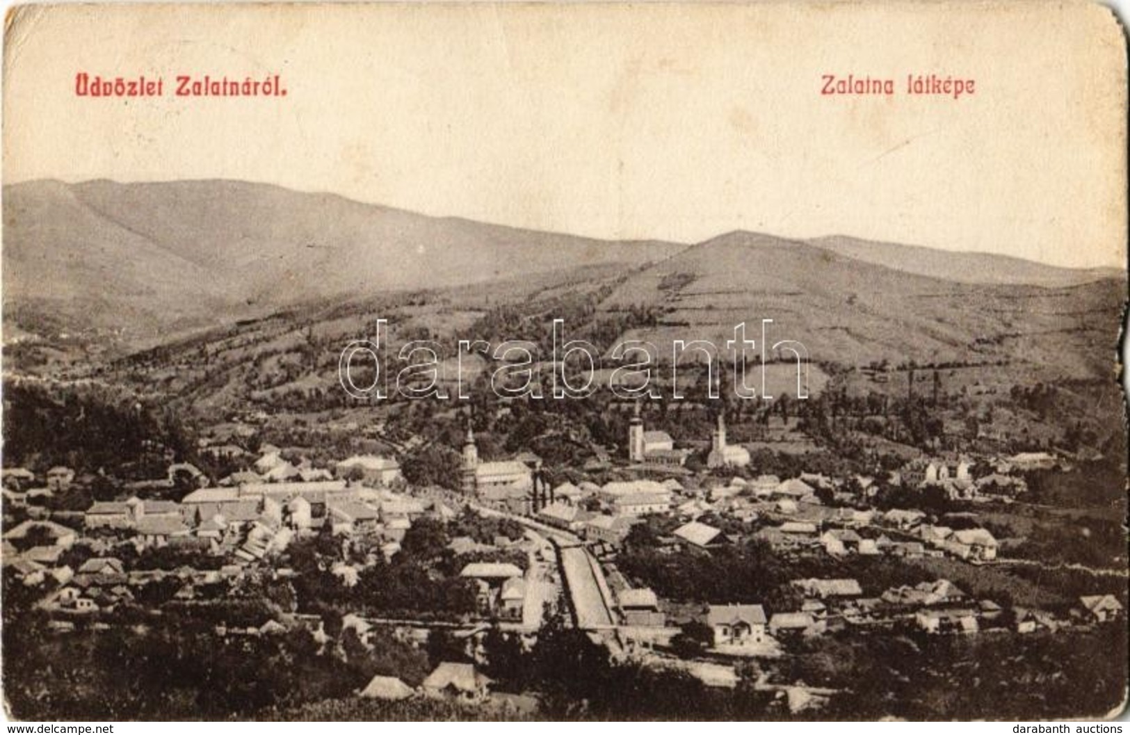 T4 1914 Zalatna, Zlatna; Látkép Templomokkal. Kiadja Baik Traján / General View With Churches + Gyüreg P.U. állomás Bély - Unclassified