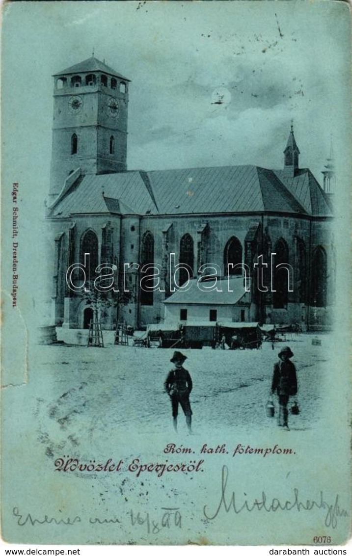 T3 1899 Eperjes, Presov; Római Katolikus Templom, Piaci árusok, Bódék. Kiadja Edgar Schmidt / Catholic Church, Market Ve - Other & Unclassified