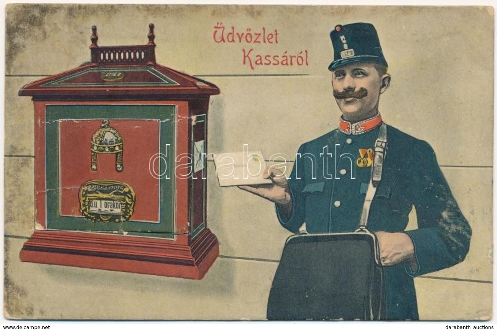 T3 1911 Kassa, Kosice; Postás Leporello. Nyulászi Béla Kiadása / Postman Leporellocard  (szakadás / Tear) - Otros & Sin Clasificación