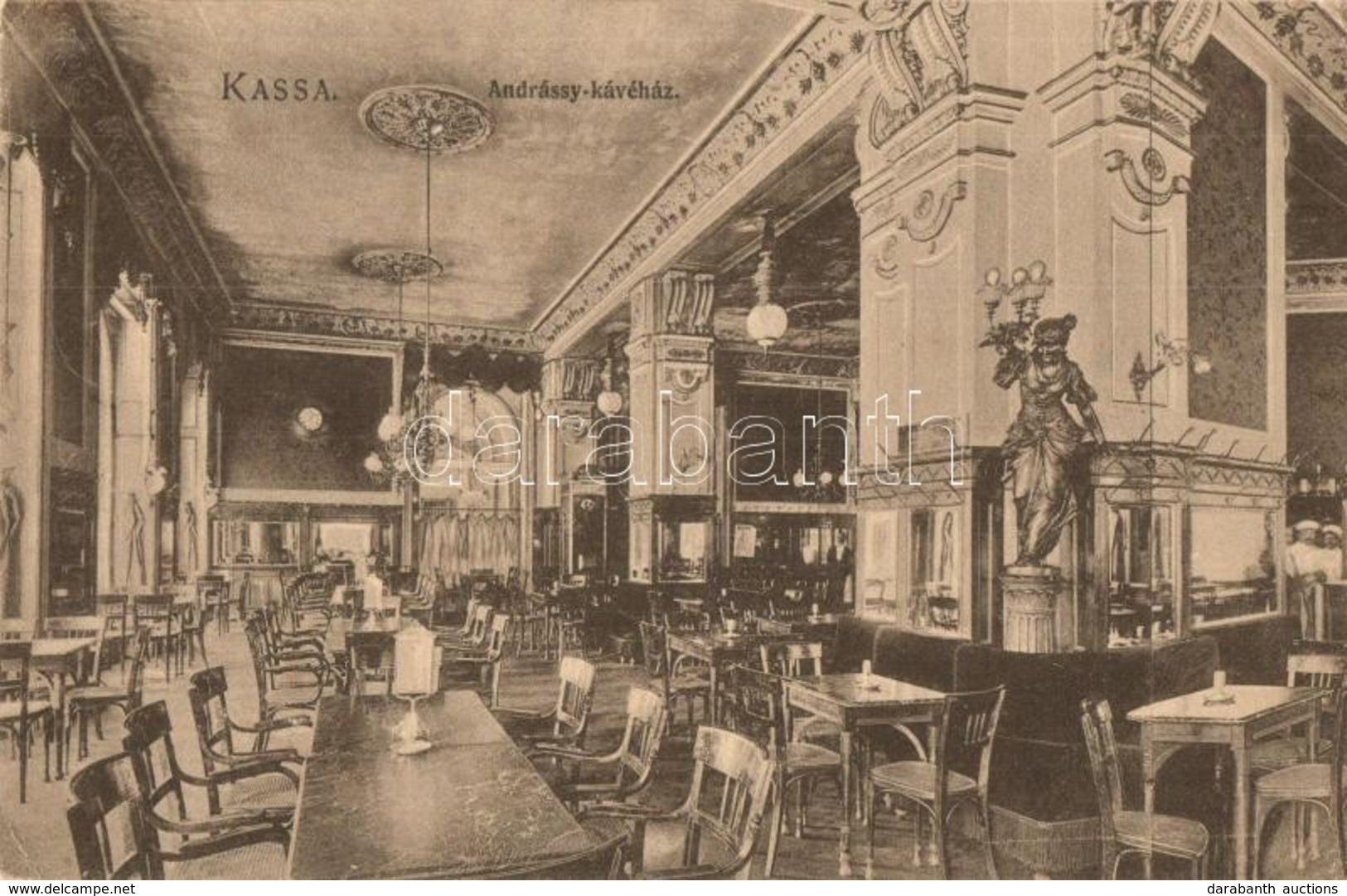 * T2/T3 1908 Kassa, Kosice; Andrássy Kávéház, Belső. Kiadja Divald K. Fia Fénynomdája 60. / Cafe Interior (EK) - Other & Unclassified