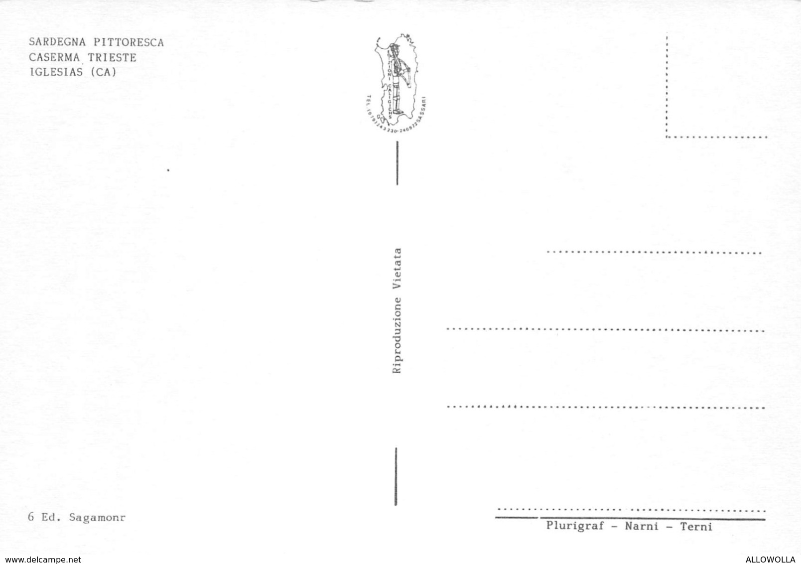 5961 " CASERMA TRIESTE-IGLESIAS (CA)" -CART. POST. ORIG. NON SPED. - Iglesias