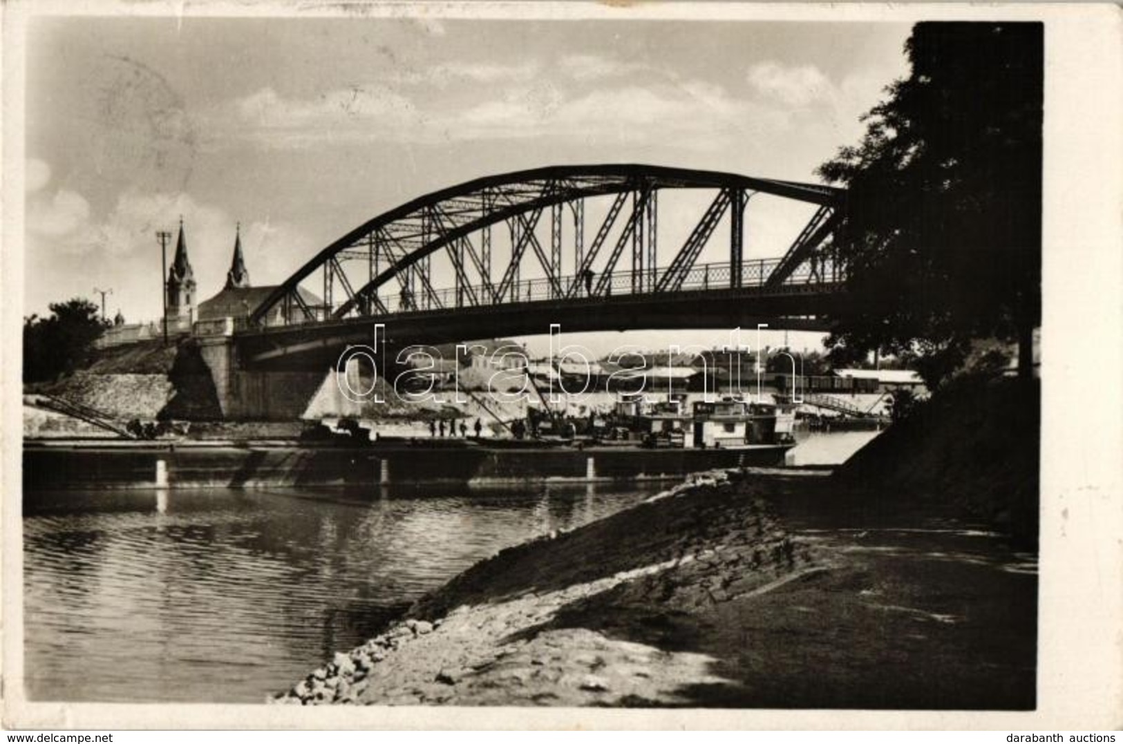 T2 Komárom, Komárno; Nagy Duna Híd, Uszály / Bridge, Barge - Other & Unclassified