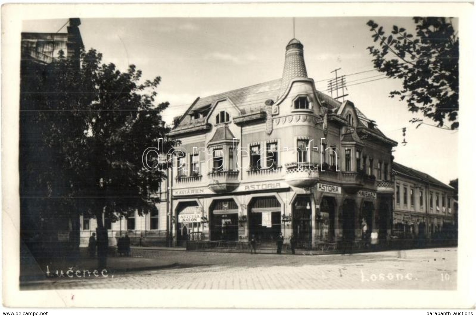 T3 1933 Losonc, Lucenec; Astoria Szalon és Kávéház, E. Schulter üzlete / Café And Salon, Shops, Photo (EB) - Other & Unclassified