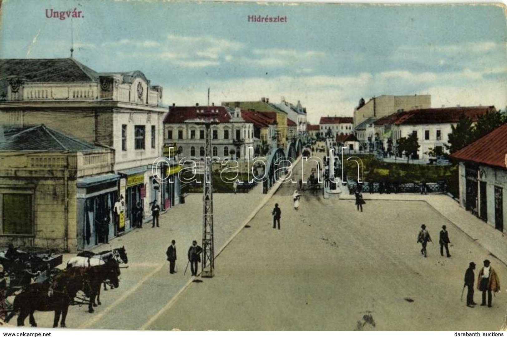 * T2/T3 Ungvár, Uzshorod, Uzhhorod, Uzhorod; Híd Részlet, Utca, üzletek / Bridge, Shops, Street (EK) - Sonstige & Ohne Zuordnung