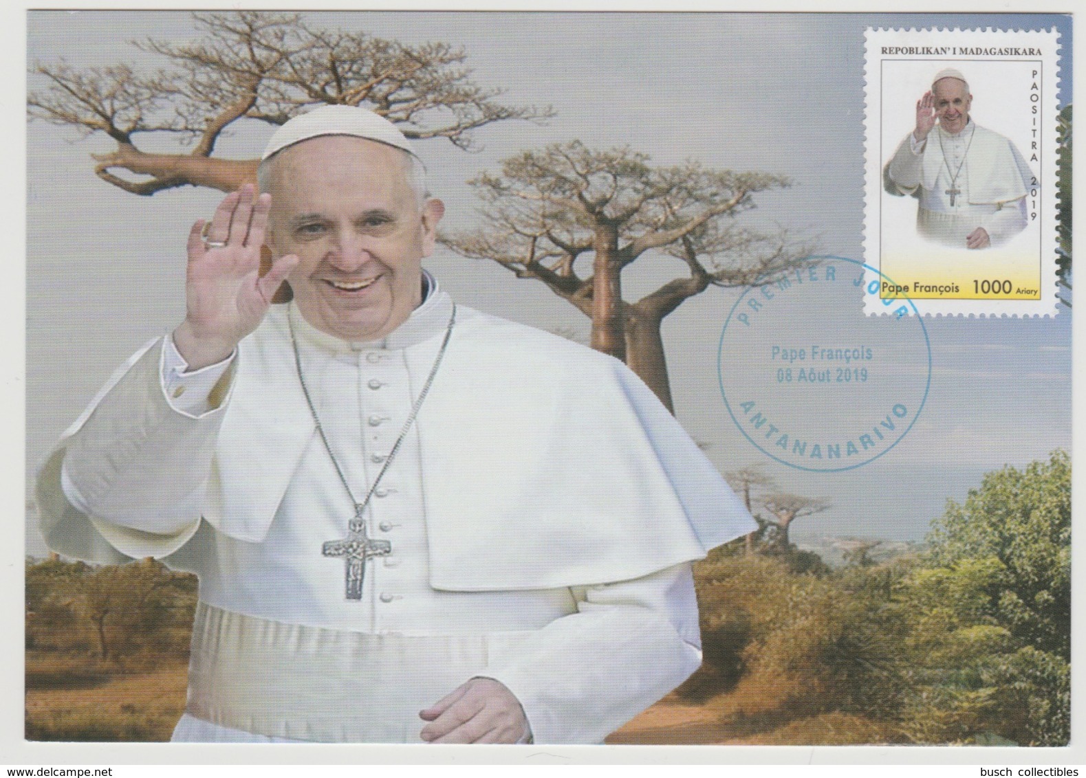 Madagascar Madagaskar 2019 Carte Maximum Card Mi. 2716 Pape François Pope Francis Papst Franziskus - Madagaskar (1960-...)