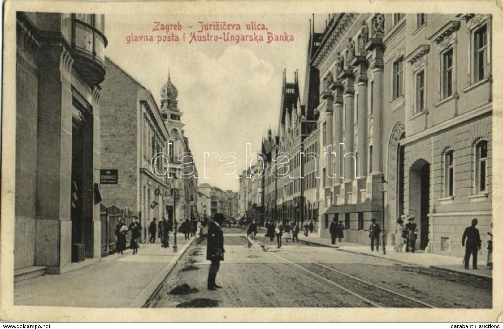 * T2/T3 1910 Zagreb, Zágráb, Agram; Jurisiceva Ulica, Glavna Posta I Austro-Ungarska Banka / Street View, Post Office, A - Otros & Sin Clasificación