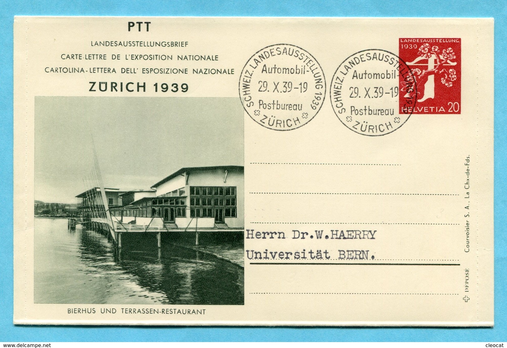 Ausstellungsbrief Schweiz. Landes-Ausstellung Zürich 1939 - Entiers Postaux