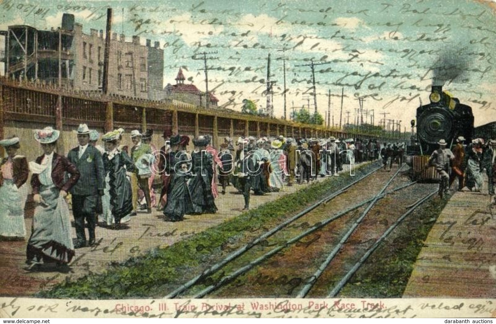 * T3 1906 Chicago, III. Train Arrival At Washington Park Race Track, Railway Station  (Rb) - Otros & Sin Clasificación