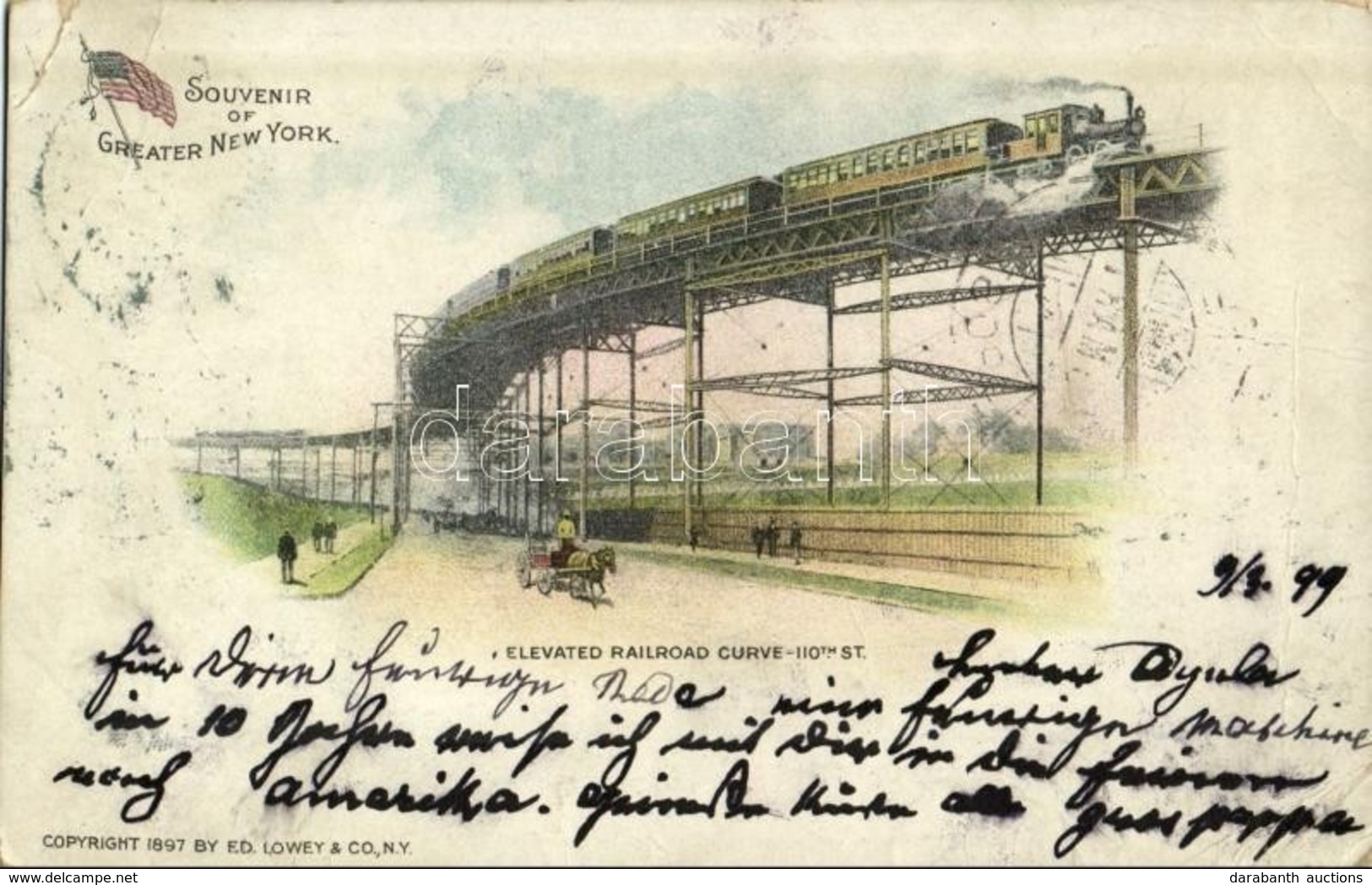 T2/T3 1899 New York, Elevated Railwad Curve 110th St., Souvenir Of Greater New York (EK) - Otros & Sin Clasificación