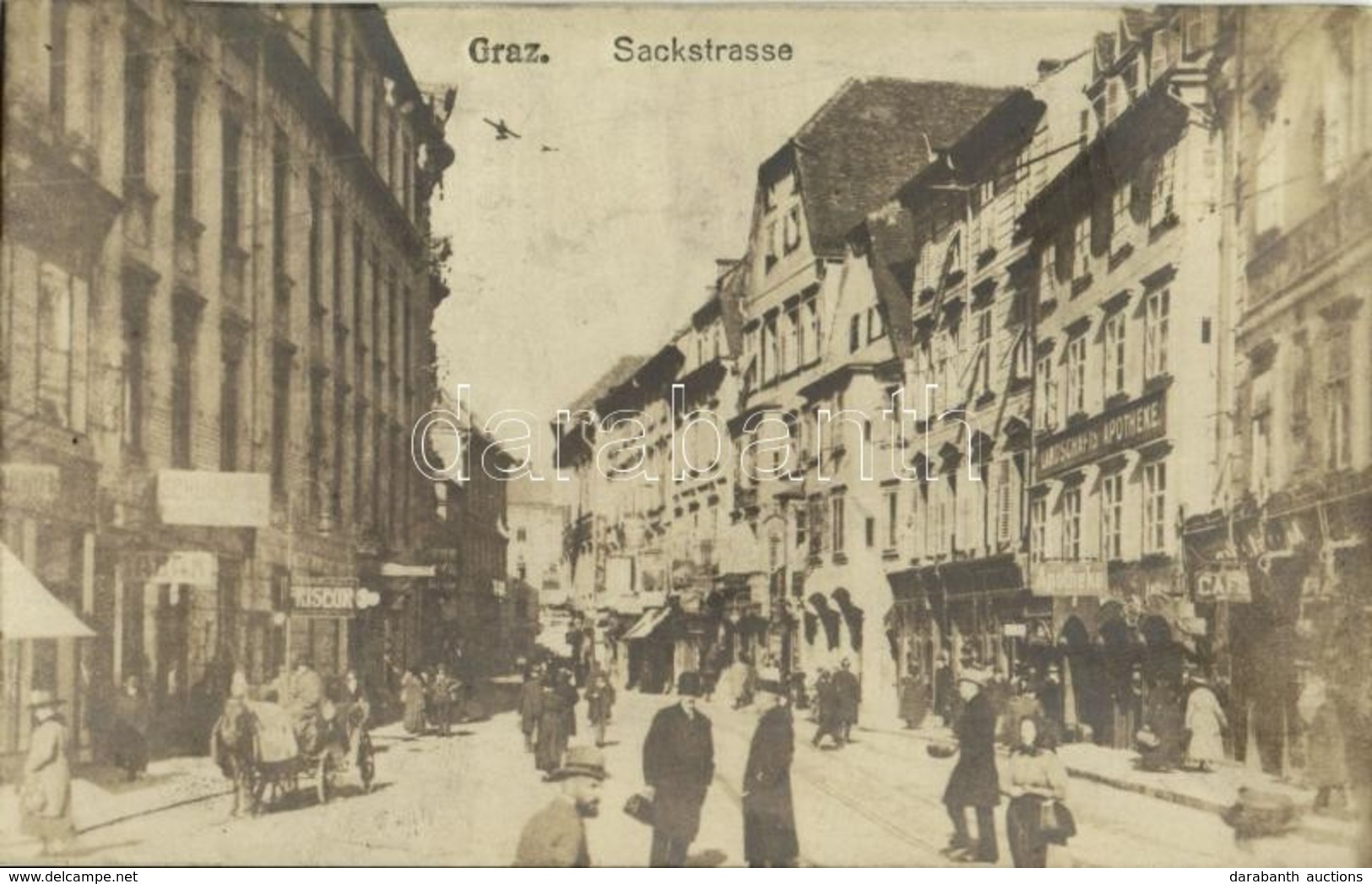 T2 1924 Graz, Sackstrasse, Apotheke / Street View, Shops, Pharmacy. Bromsilber Karte Ludwig Strohschneider - Otros & Sin Clasificación