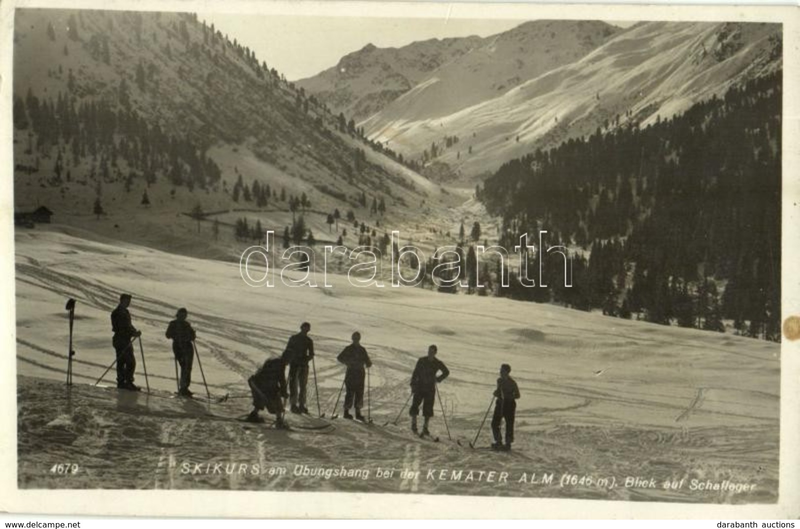 T2/T3 1936 Kemater Alm, Skikurs Am Übungshang, Blick Auf Schafleger / Ski Course On A Mountain Slope + 'Gasthaus Kemater - Other & Unclassified
