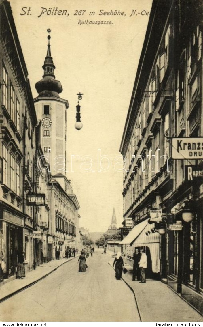 T2/T3 1917 Sankt Pölten, Rathausgasse / Street View, Shop Of Kreidl (EK) - Other & Unclassified