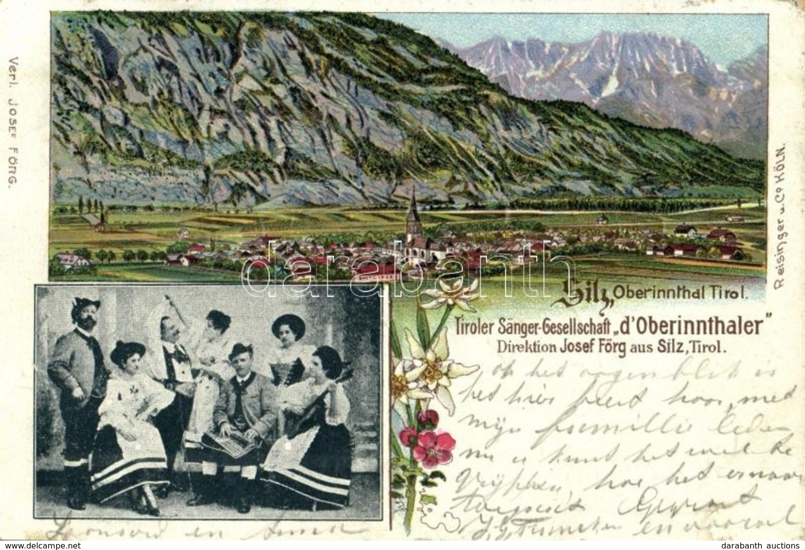 T2/T3 1902 Silz, Tiroler Sanger-Gesellschaft 'd'Oberinnthaler', Direktion Josef Förg / General View, Music Band, Floral  - Otros & Sin Clasificación