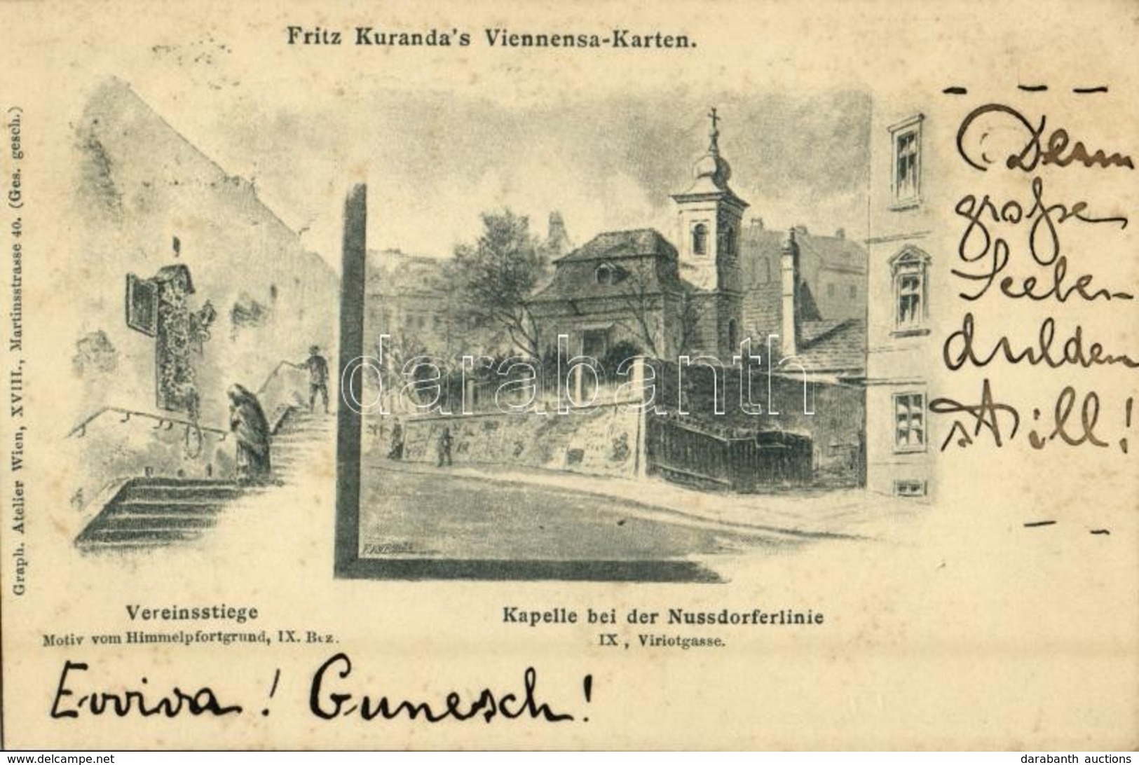 T2/T3 1897 Vienna, Wien, Bécs IX. Vereinsstiege, Kapelle Bei Der Nussdorferlinie, Fritz Kuranda's Viennensa-Karten / Sta - Other & Unclassified