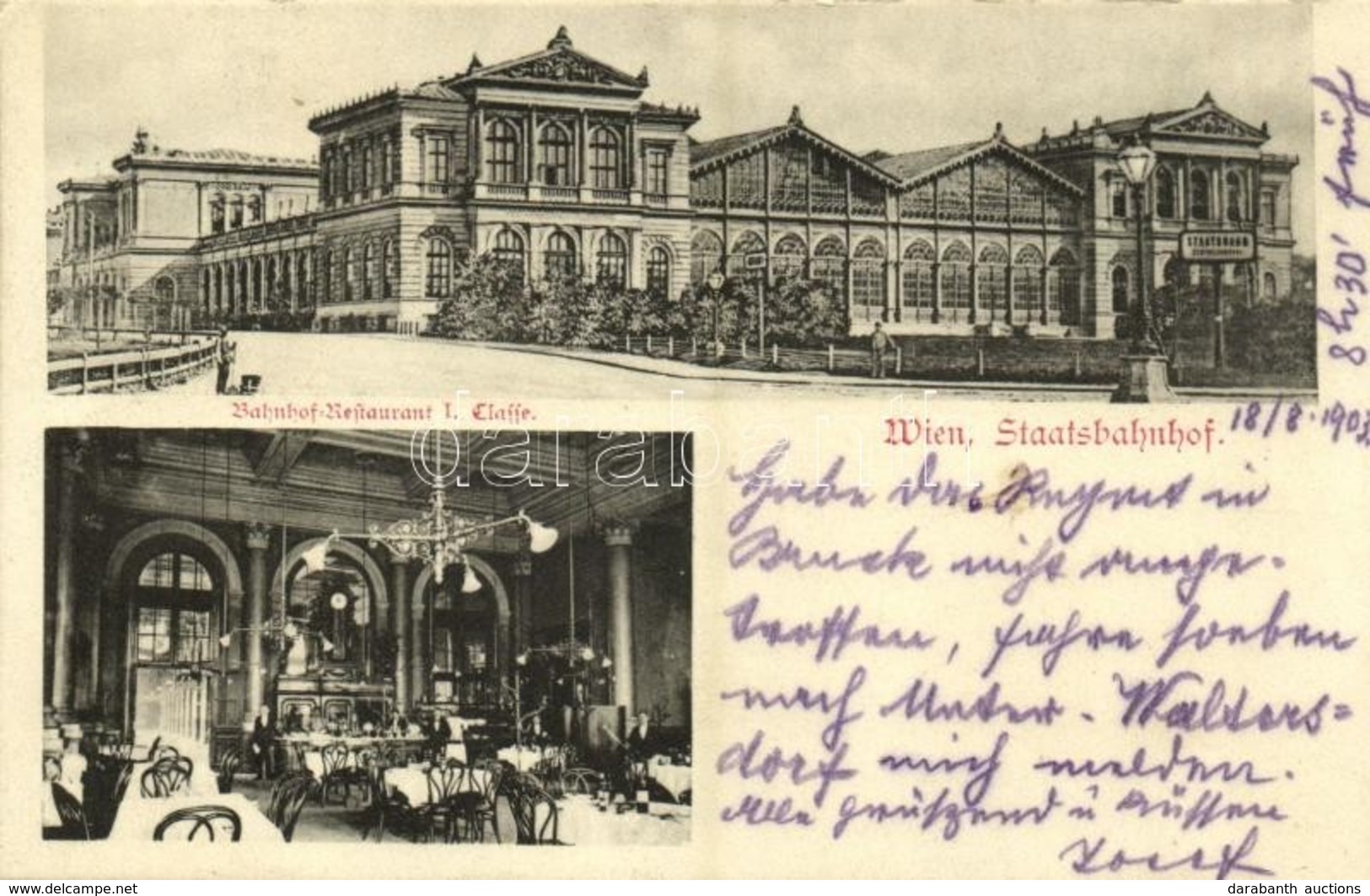T2/T3 1903 Wien, Vienna, Bécs X. Staatsbahnhof, Bahnhof-Restaurant I. Klasse / Railway Station, Railway Restaurant, Wait - Other & Unclassified