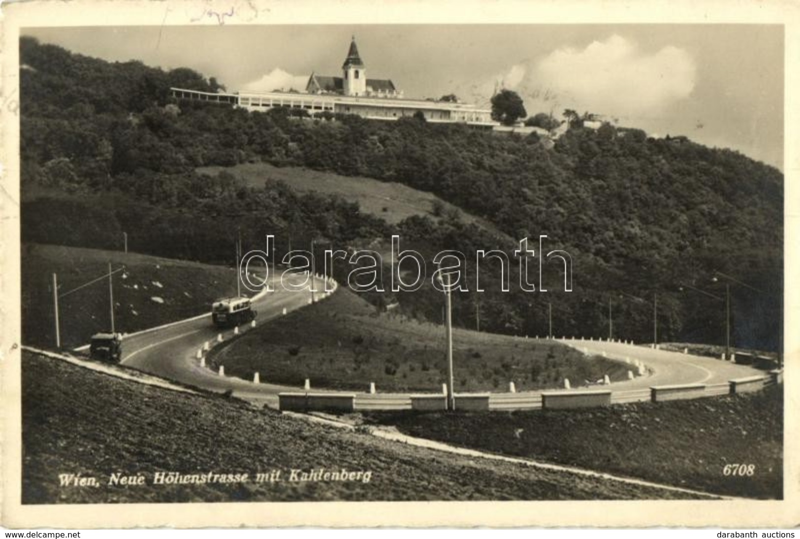 T2 1939 Wien, Vienna, Bécs XIX. Neue Höhenstrasse Mit Kahlenberg / Street View, Serpentine, Automobile, Autobus - Other & Unclassified