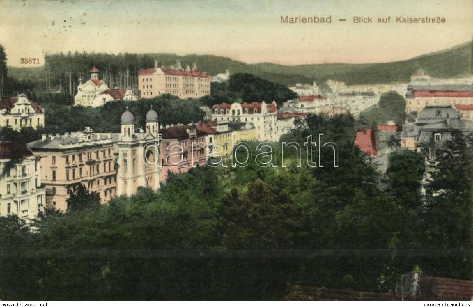 T2/T3 1912 Mariánské Lázne, Marienbad; Blick Auf Kaiserstraße / Street View, Synagogue. Originaldruck Reinicke & Rubin ( - Sonstige & Ohne Zuordnung