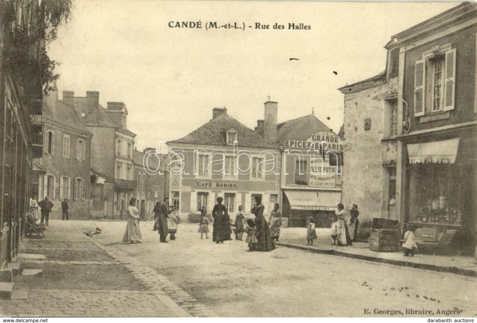 T1/T2 1905 Candé, Rue Des Halles, Café Bodier, Grande Epicerie Paris Félix Potin / Street, Café, Grocery - Otros & Sin Clasificación