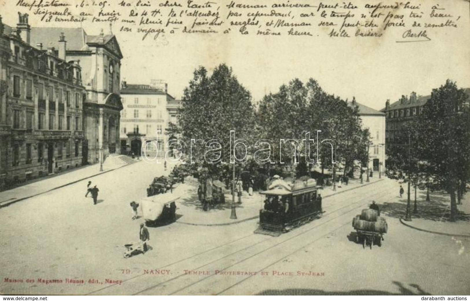 T2 1905 Nancy, Temple Protestant Et Place St-Jean / Square, Church, Tram - Other & Unclassified