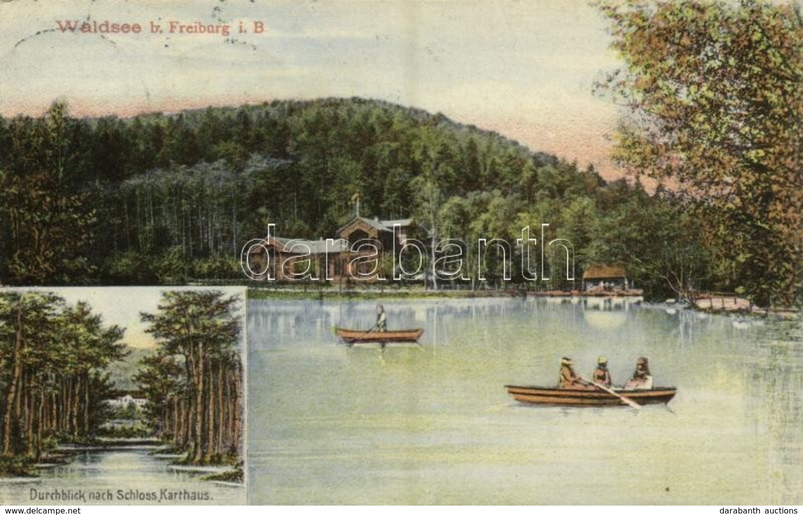 T1/T2 1909 Freiburg Im Breisgau, Waldsee, Schloss Karthaus / Lake, Restaurant, Castle - Ohne Zuordnung