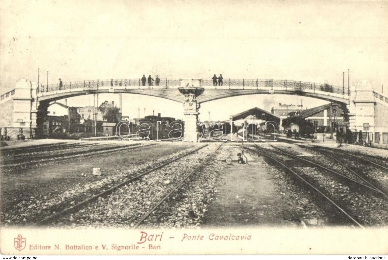 T2 Bari, Ponte Cavalcavia. Editore N. Bottalico E. V. Signorile / Bridge Over The Railway Station, Locomotive - Autres & Non Classés
