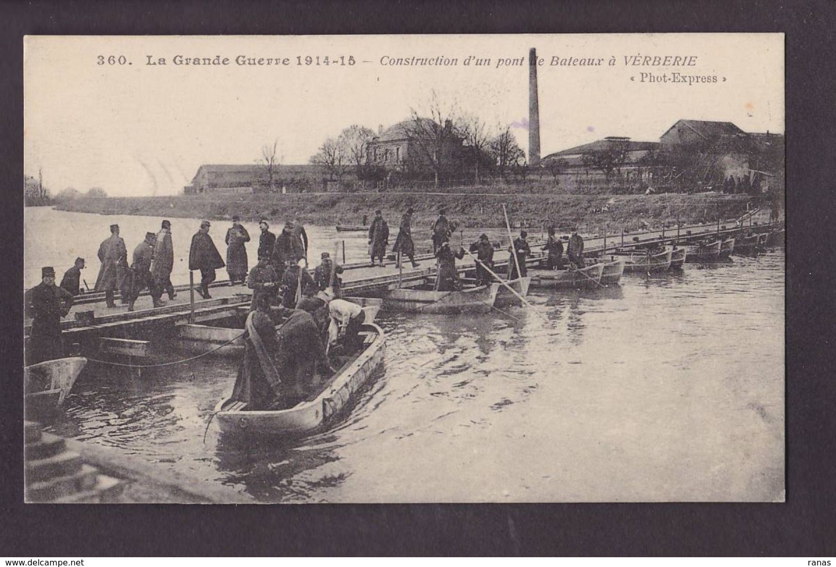 CPA Oise 60 Verberie Construction D'un Pont à Bateaux Militaria écrite - Verberie