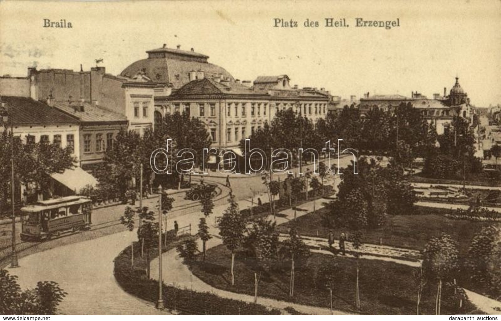 T2/T3 1922 Braila, Platz Des Heil. Erzengel / Square, Tram, Automobile (EK) - Otros & Sin Clasificación