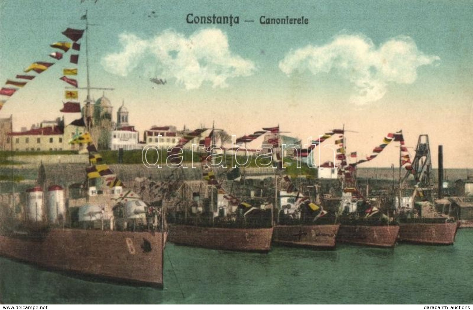 T2 Constanta, Konstanca; Canonierele / Dock, Harbor With Gunboats, Romanian Orthodox Cathedral In The Background - Other & Unclassified