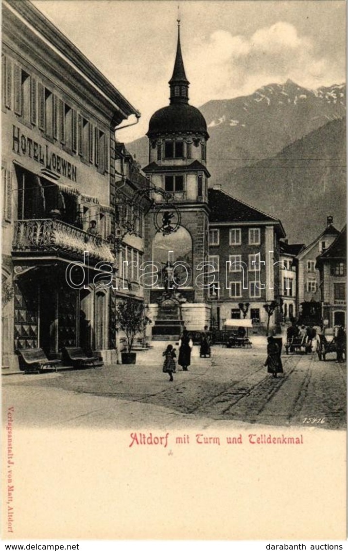 ** T1 Altdorf, Turm Und Telldenkmal / Tower, Statue, Hotel Loewen - Sonstige & Ohne Zuordnung