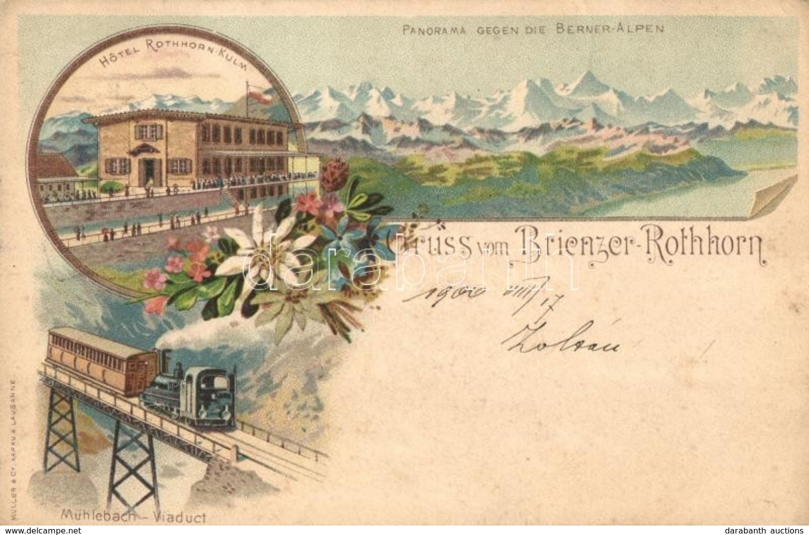 T2/T3 Brienz, Brienzer-Rothhorn; Panorama Gegen Die Berner-Alpen, Hotel Rothhorn-Kulm, Mühlebach Viaduct / Brienz Railwa - Other & Unclassified