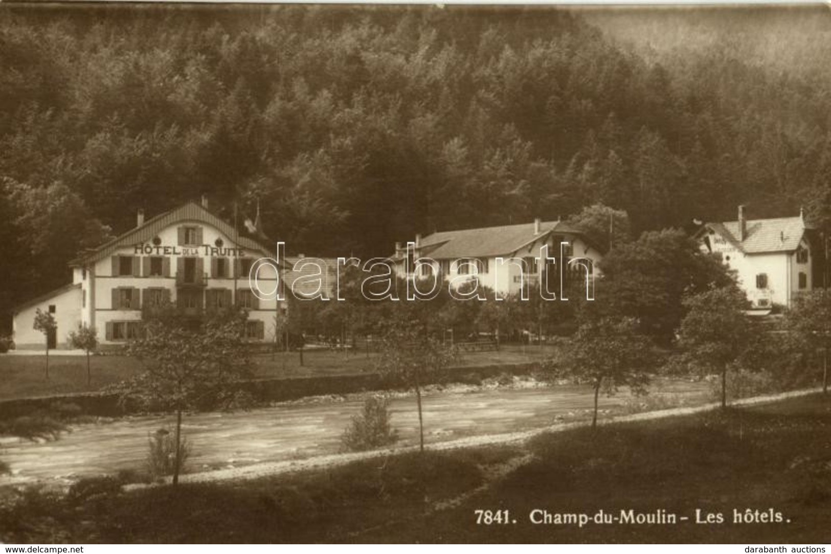* T2 1924 Champ-du-Moulin, Les Hotels + 'Gorges De L'Areuse Hotel De La Truite Champ-du-Moulin' Cancellation - Andere & Zonder Classificatie
