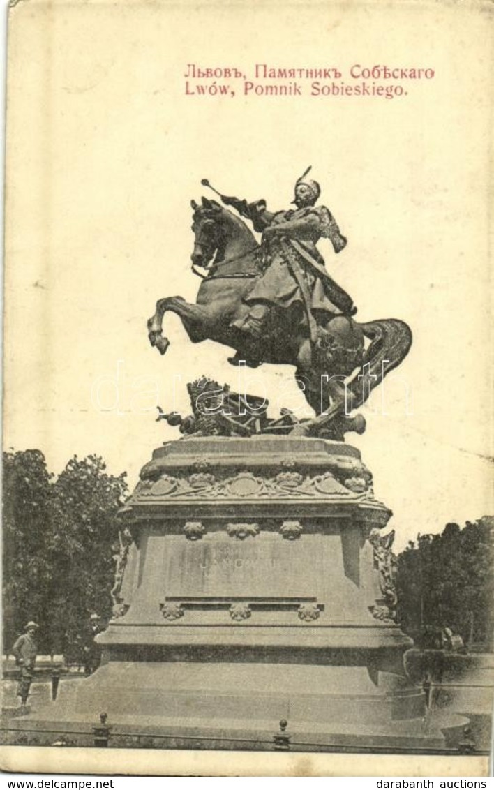 T2/T3 1915 Lviv, Lwów, Lemberg; Pomnik Sobieskiego / Monument To King Jan Sobieski. Arnold & Schlag + 'Cs. és Kir. 55. G - Other & Unclassified