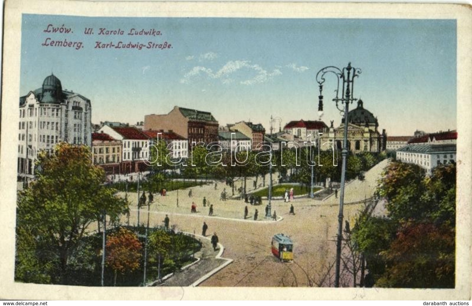 T2/T3 1917 Lviv, Lwów, Lemberg;  Ul. Karola Ludwika / Karl-Ludwig-Straße / Street View, Tram - Other & Unclassified