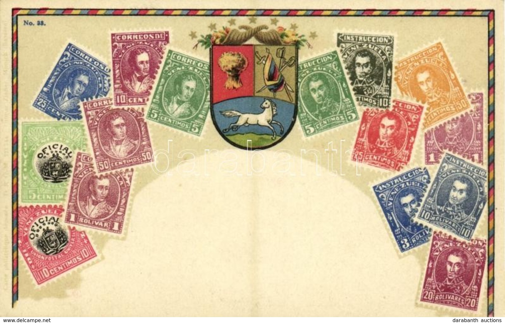 ** T1/T2 Venezuela / Stamps And Coat Of Arms Of Venezuela. Carte Philatelique Ottmar Zieher No. 33. Litho - Ohne Zuordnung