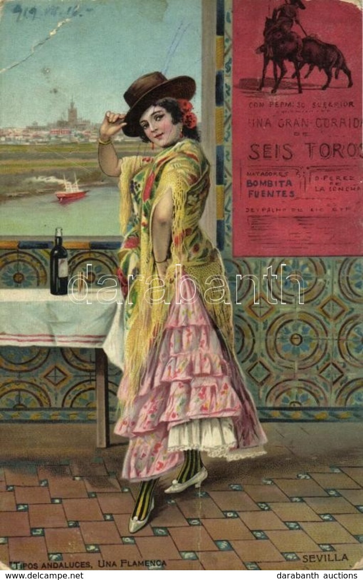 * T3 1919 Sevilla, Tipos Andaluces, Una Flamenca / Flamenco Dancer, Andalusian Folklore (EK) - Unclassified
