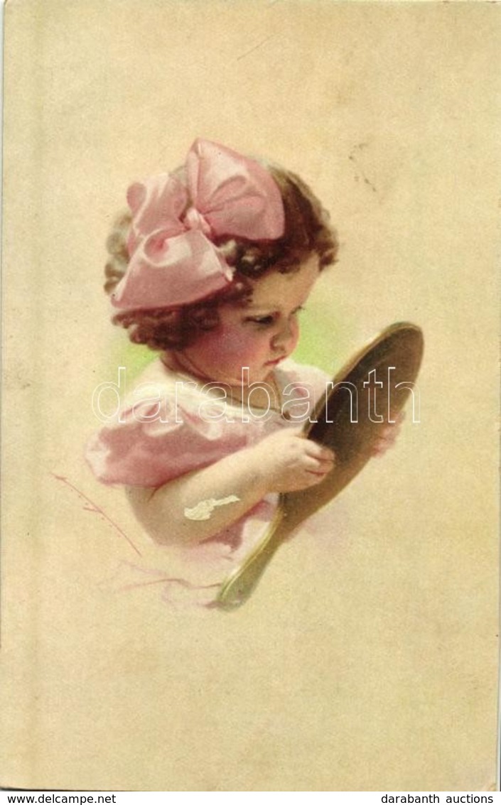 * T2 Little Girl With Mirror, Art Postcard - Unclassified