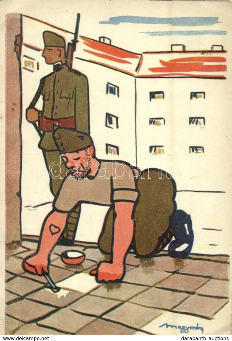 T2/T3 1936 Humoros Magyar Katonai Lap. Kiadja Bruck Mihály / Hungarian Military Art Postcard S: Magyarász  (EK) - Ohne Zuordnung