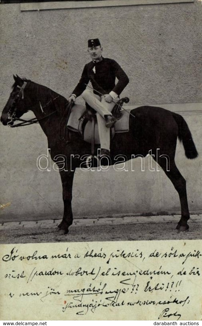 T3 1905 Magyar Lovaskatona /  K.u.K. (Austro-Hungarian) Military, Cavalryman. Photo (szakadás / Tear) - Unclassified