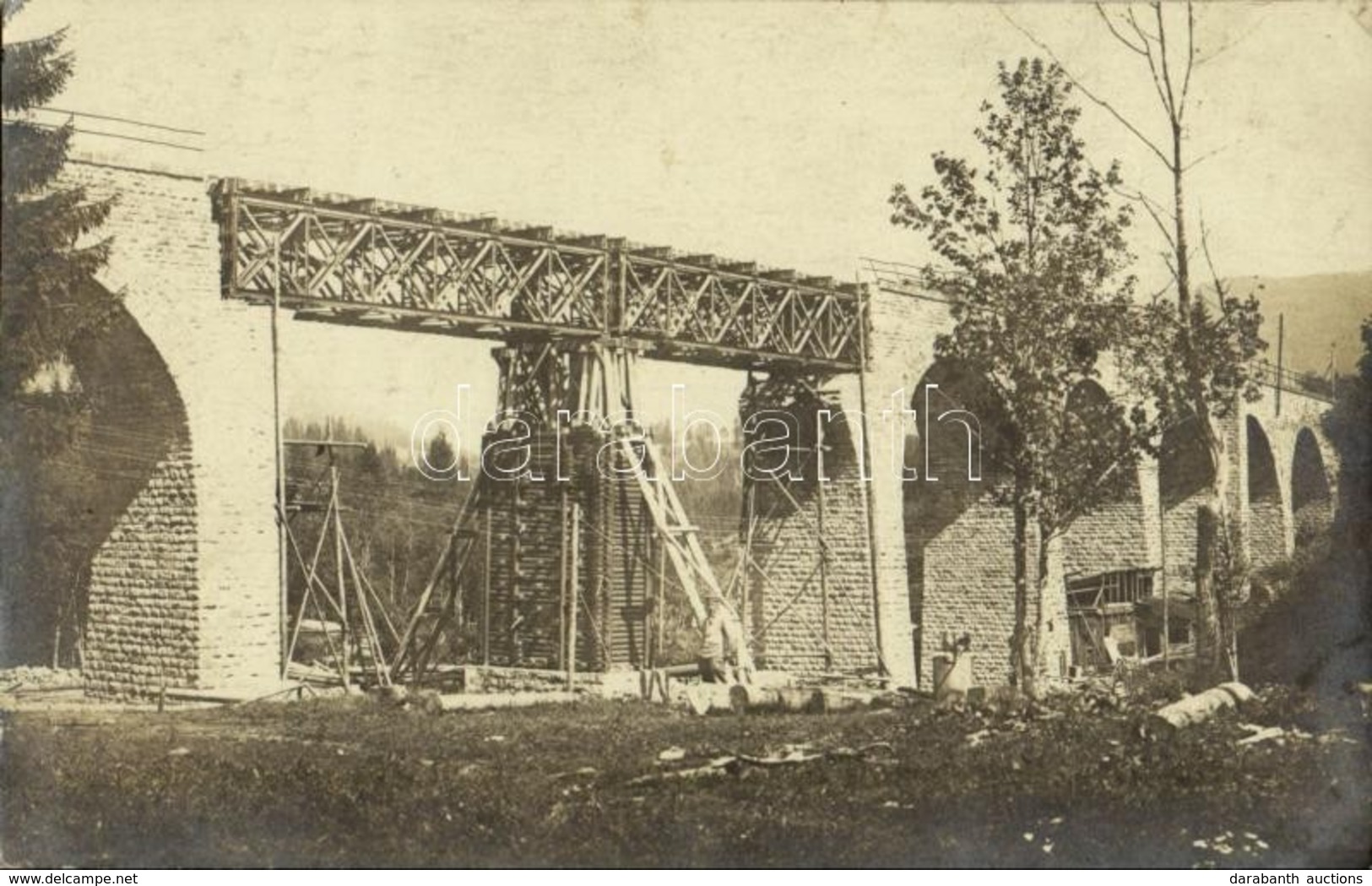 * T2/T3 Osztrák-magyar Katonák Egy Vasúti Híd építésénél / WWI Austro-Hungarian K.u.K. Military, Soldiers At The Constru - Sin Clasificación