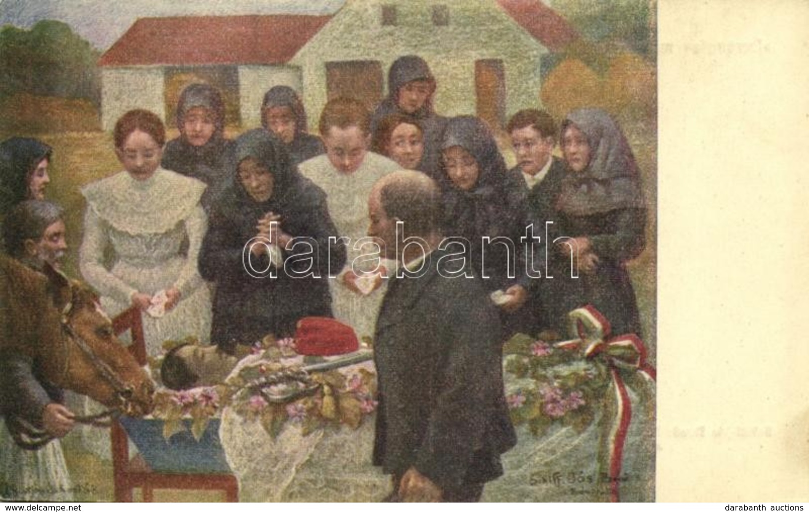 ** T2 A Hőst Hazahozták. 'Derengés' Magyar Művészlapjai / Austro-Hungarian (K.u.K.) Military Art Postcard, Funeral Of A  - Unclassified